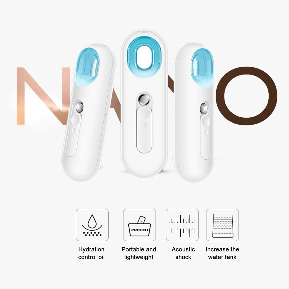 Ultrasonic Skin Scrubber Facial Peeling Pore Cleaner Exfoliator Face Blackhead Remover Spa Nano Sparyer Steamer