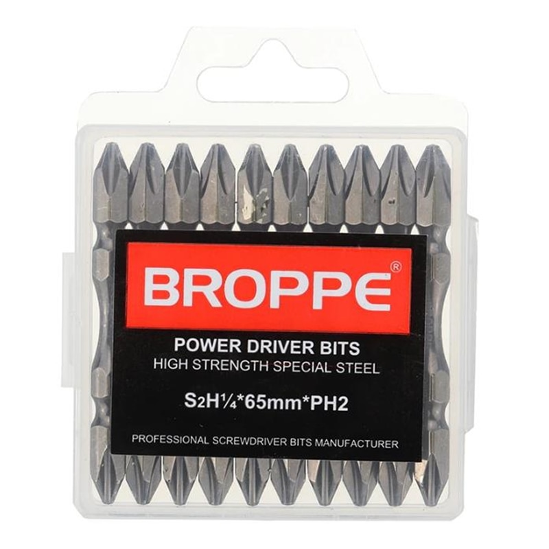10 + 1 65Mm PH2 S2 Gelegeerd Staal Magnetische Dubbele Hoofd 1/4 "Shank Elektrische Schroevendraaier Bit Set Met sterke Magnetische Ring