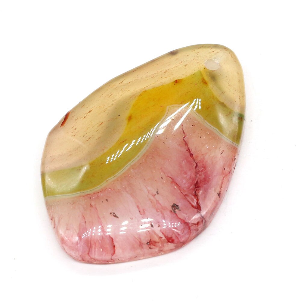 Natural Two-tone Agates Pendants Charms Stone Rhombus Shape Pendants DIY for Necklace or Jewelry Making Size 30x45mm: Yellow Red