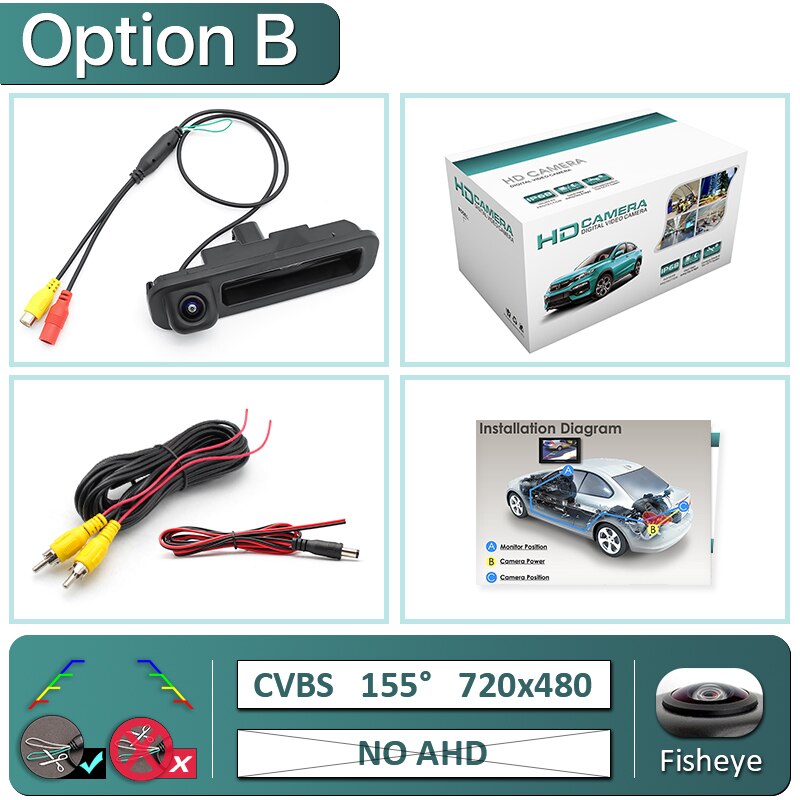 GreenYi-cámara de visión trasera para coche Ford Focus 170x1920 P, HD, AHD, 1080 grados, para Ford Focus: B-720x480-155deg