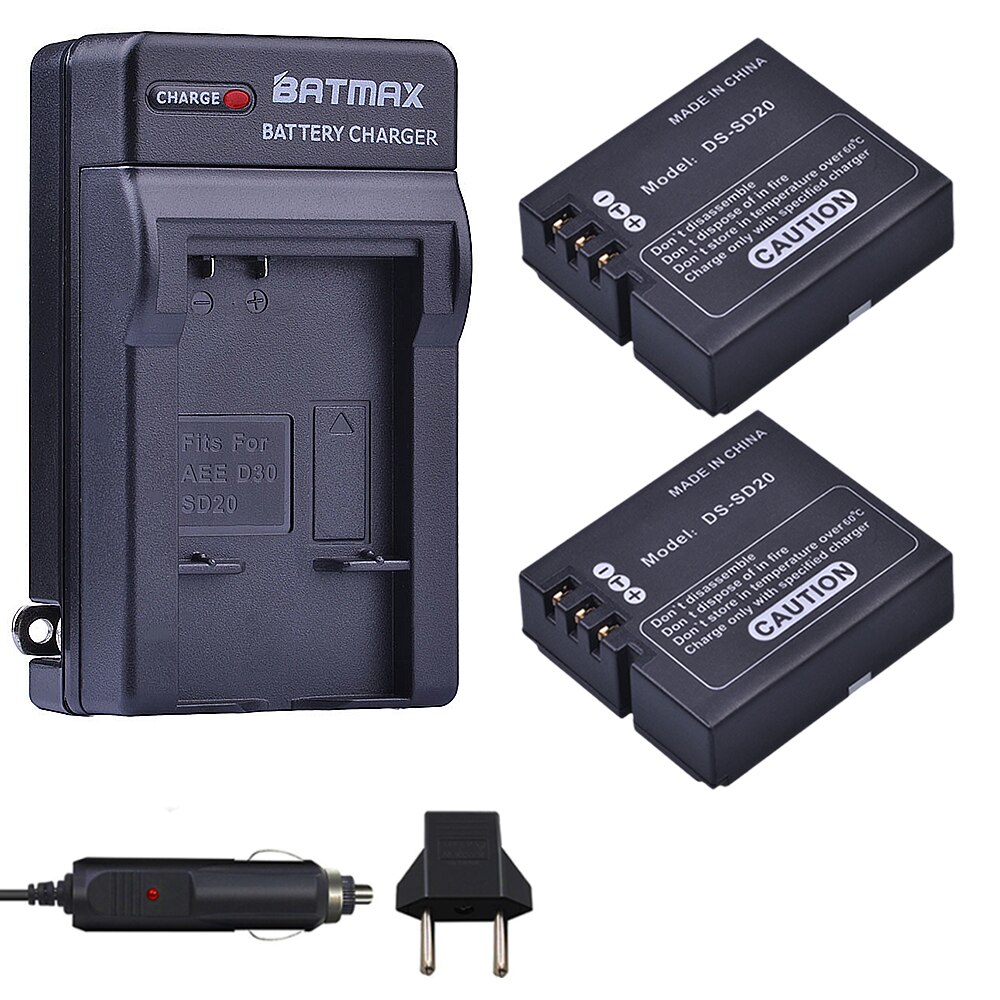 Baterías de DS-SD20 + cargador único para AEE Magicam SD18 SD19 SD20 SD21 SD22 SD23 SD30 Rollei 3 S, 2 unidades, Cámaras Deportivas de acción: US