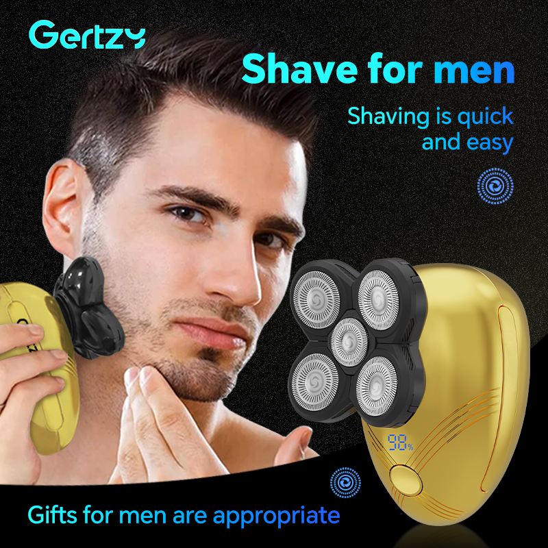 Rasoir électrique 5 en 1 pour hommes avec 5 lames rotatives, chargement USB, ensemble de beauté personnel multifonctionnel