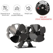 Ventilatore per camino-doppio motore-8 pale ventilatore per camino alimentato a caldo con termometro per stufa per camino domestico bruciatore a legna/tronchi