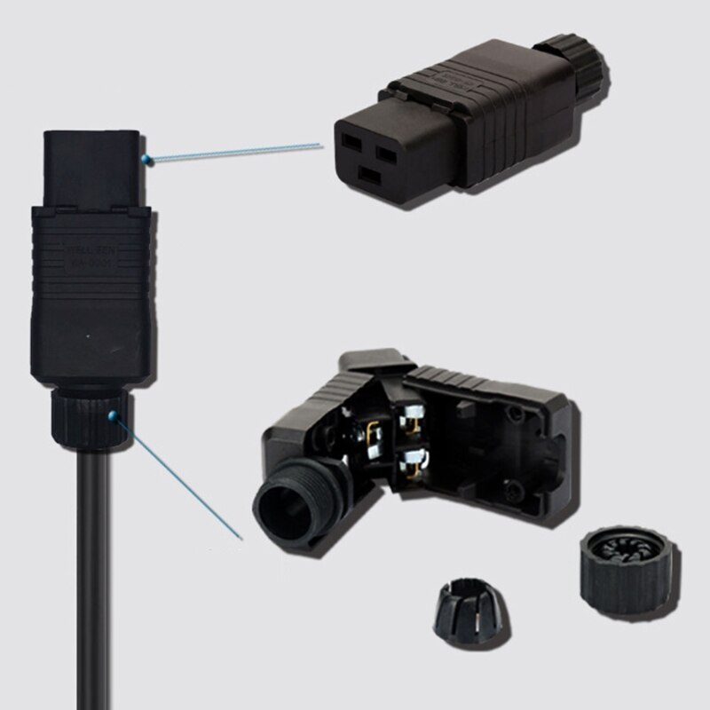 IEC PDU UPS 16A 250VAC 320 C 19 Conector IEC 320 C19 C19 Plugue mujer conectar toma reutilizable
