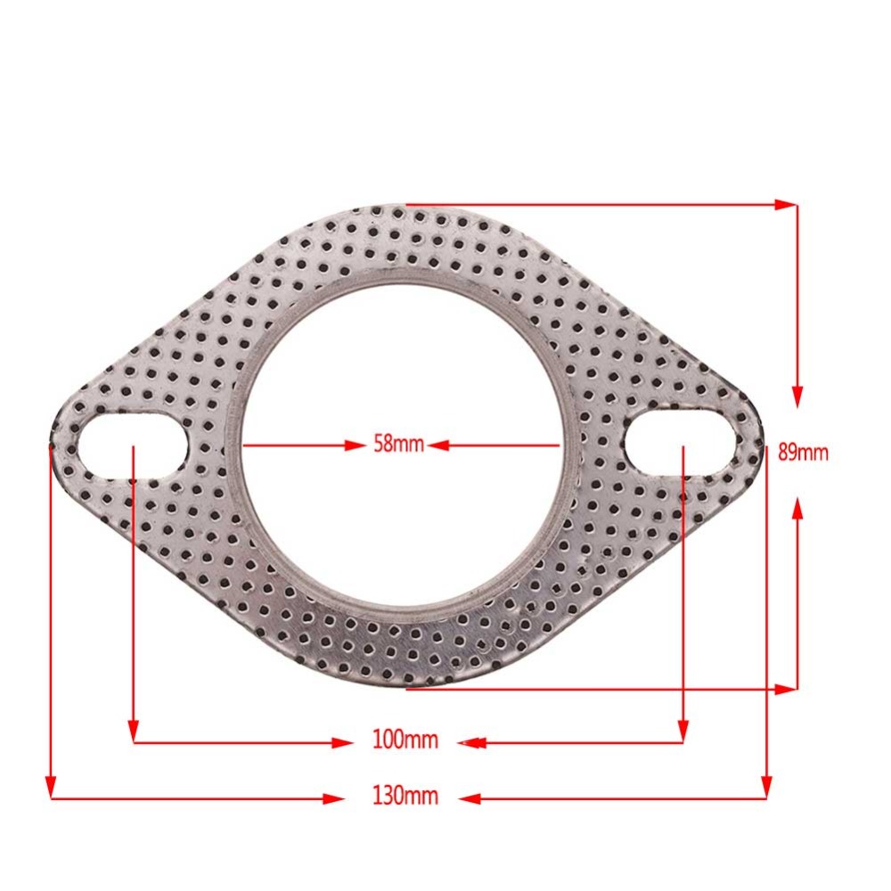 Joint d&#39;échappement universel en aluminium avec deux trous, 58mm, 2.3 &quot;, pour moteur de voiture, #279967