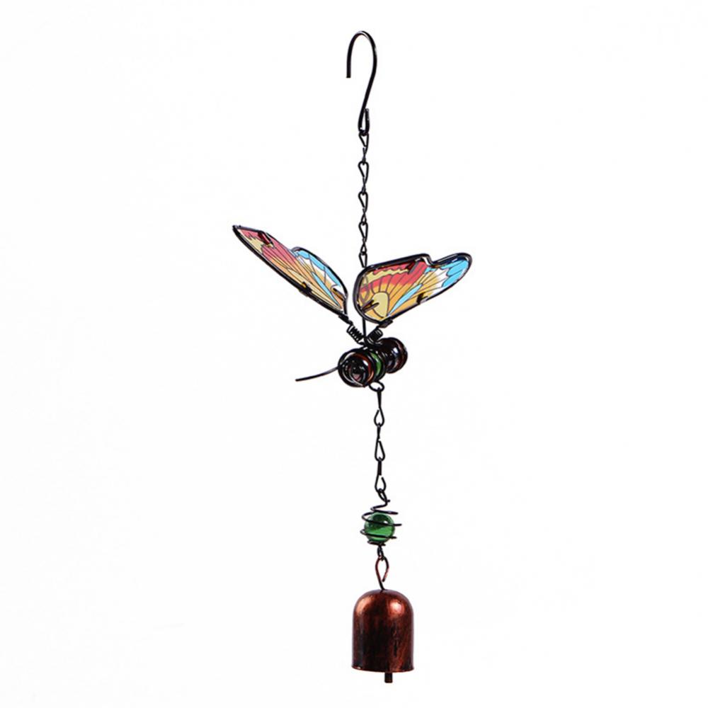 Colorful Butterfly Shape Pendant Wind Chimes With Bell/Tube Hanging Ornament Indoor Outdoor Porch Balcony Garden Decor: Yellow with Bell
