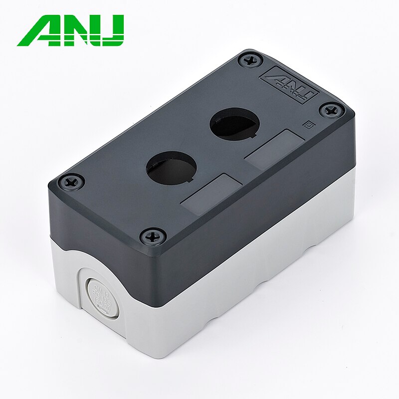 Waterproof Push Button Switch Box Suit For Emergency Stop Indicator Yellow/Gray IP66 PC+ABS 2 Hole Control Box