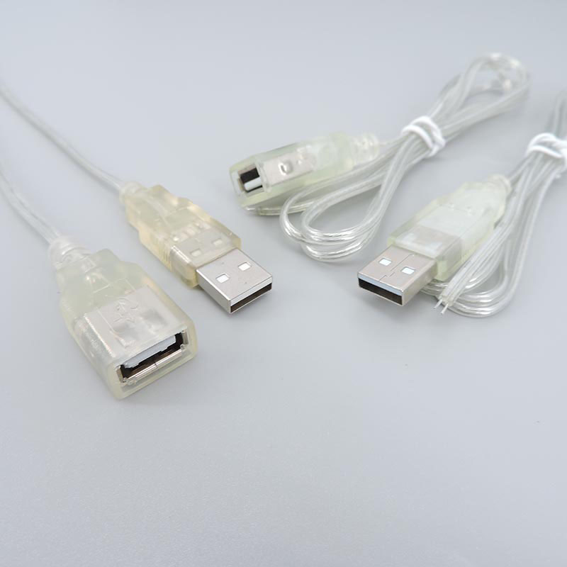 0.3m 1m 5V USB 2.0 Voeding Kabel 2Pin Type A Stekker Vrouwelijke Jack 26awg witte Oplader transparant Koord Verlengdraad L1