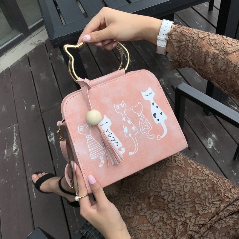 Borsa a mano con stampa gatti per donna Borsa a tracolla da donna casual serie animali stile cool Borse tote shopper di design alla moda di grande capacità