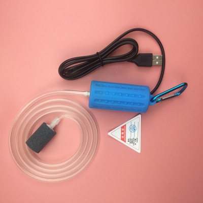 NICREW Aquarium Luftpumpe Sauerstoff Pumpe Überprüfen Ventil Tragbare Mini USB Stumm Energiesparende Pumpe für Aquarium Aquarium Zubehör: hell Blau