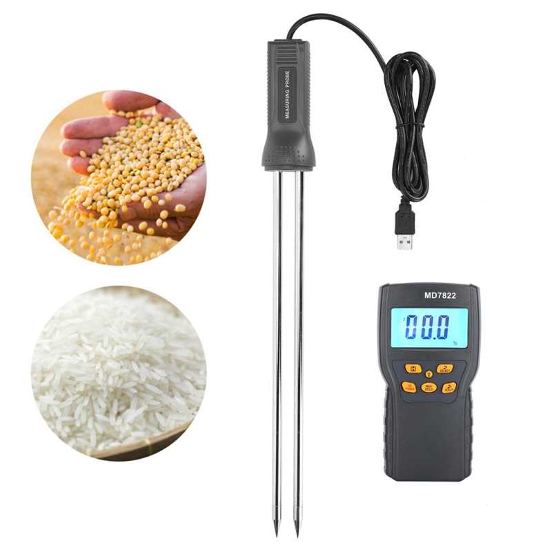 13.9x7x3.2cm Moisture Meter With Long Probe Digital Grain Wheat Rice Corn Moisture Measurement Tool