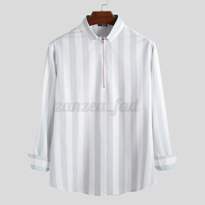 Heren t-shirt met lange mouwen en halve rits, slim fit blouse, tops en shirts