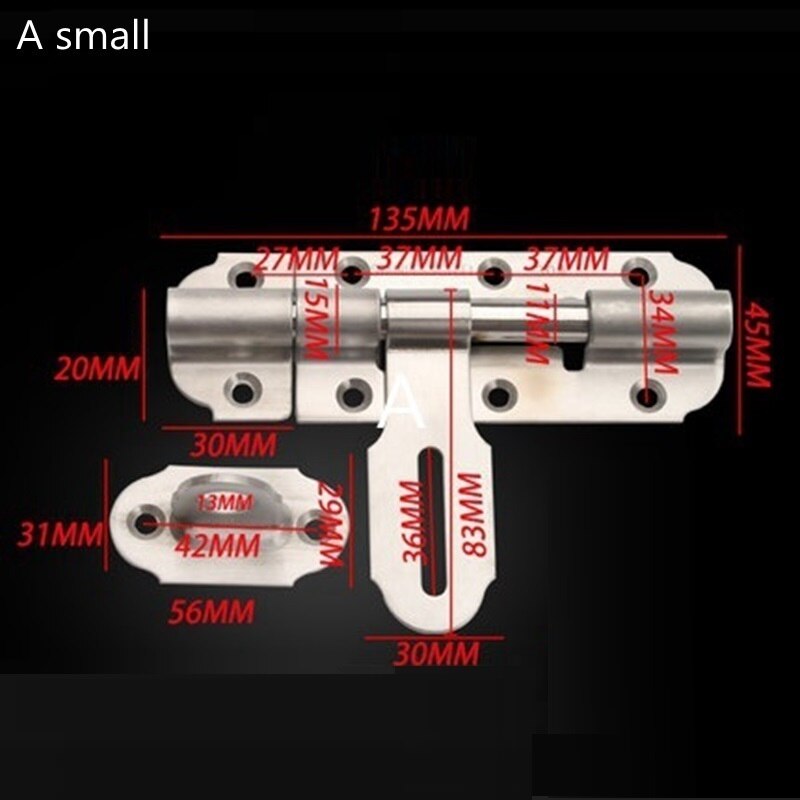 Slide Bolt Gate Latch Safety Door Lock with Padlock Hole Bar Heavy Duty Stainless Steel Brushed Surface Don&#39;t Include Padlock