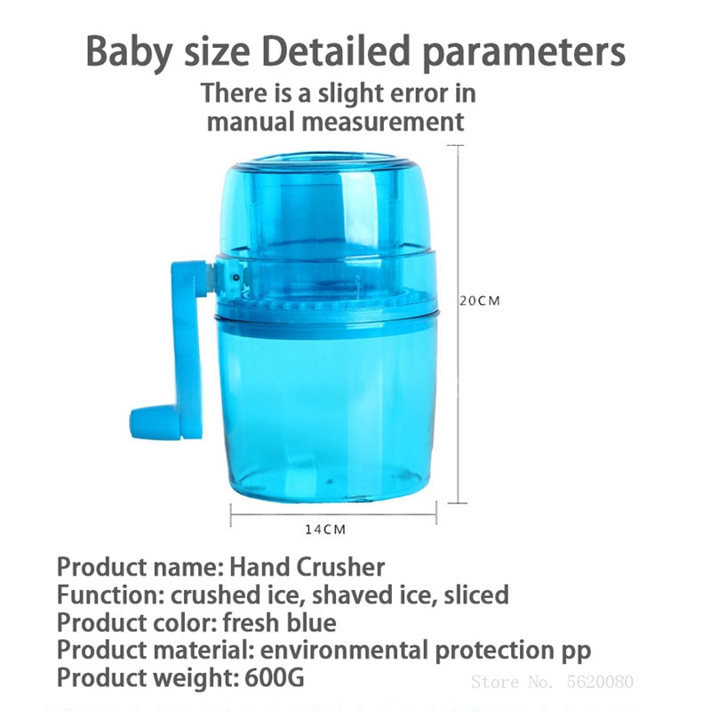 Portable Hand Crank Manual Ice Crusher Shaver Kids Shredding Snow Cone Maker Machine Kitchen