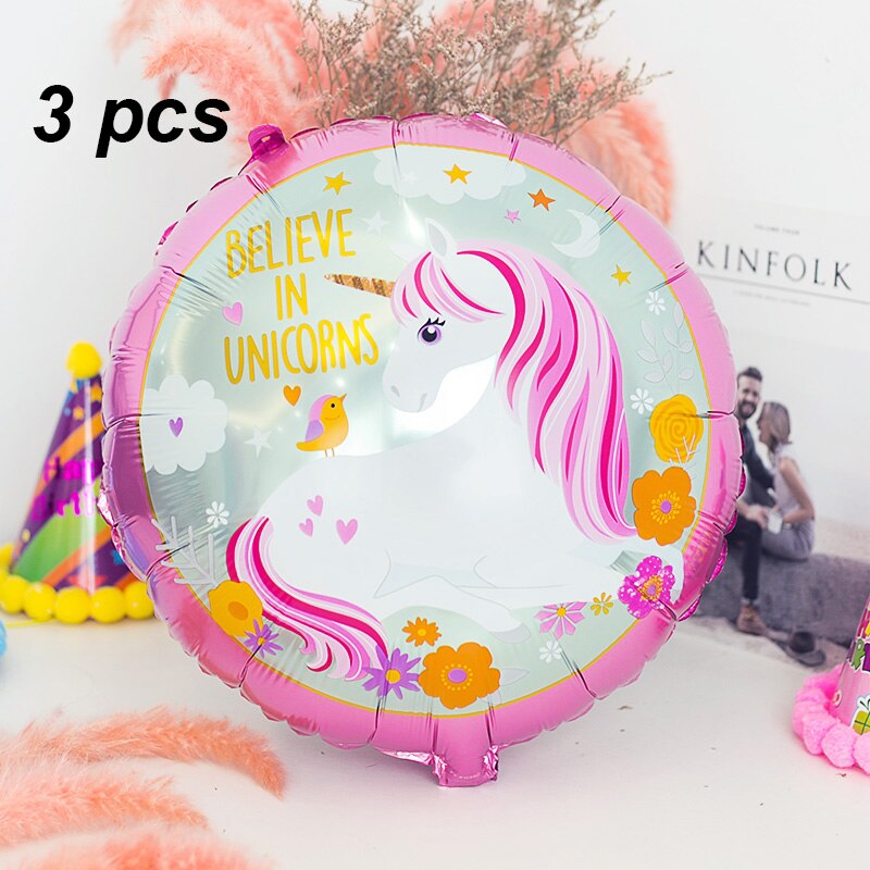 Baby Shower 3D Giant Unicorn Balloon Inflatable Rainbow Horse Balloons Kid Toy Unicorn Birthday Party Decoration Ballon Supplies: Unicorn-circle-3pcs