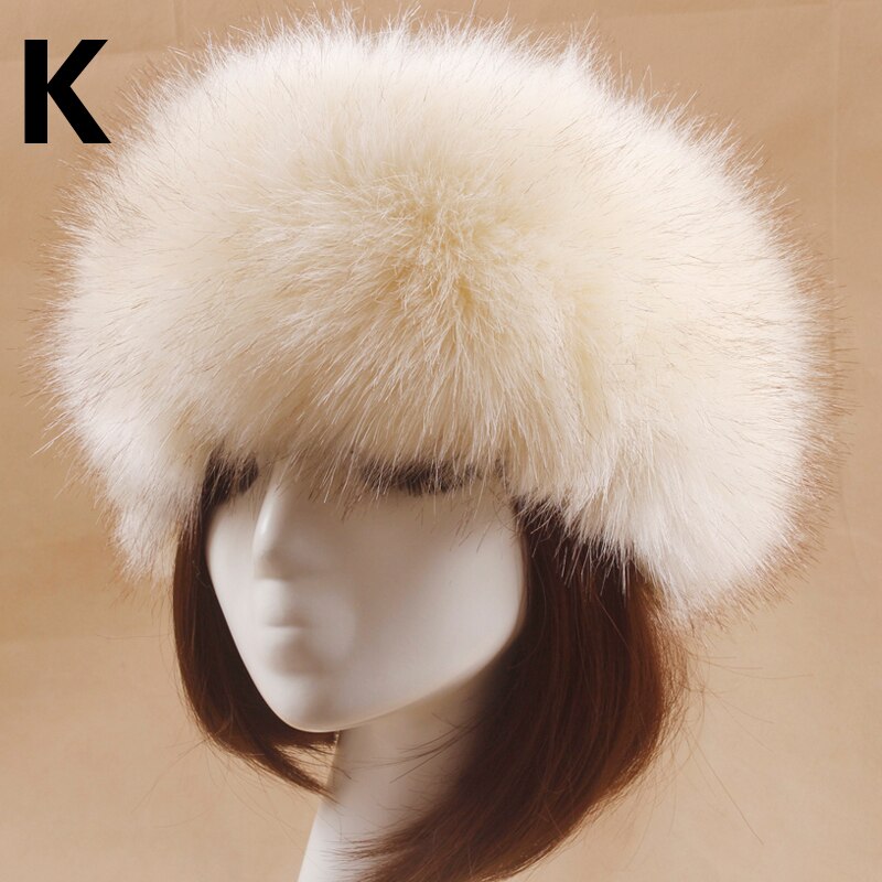 Man Women Fur Hats Tick Fuffy Warm Fox Fur Hat Headband Autumn Winter Russian Thick Hat: 11