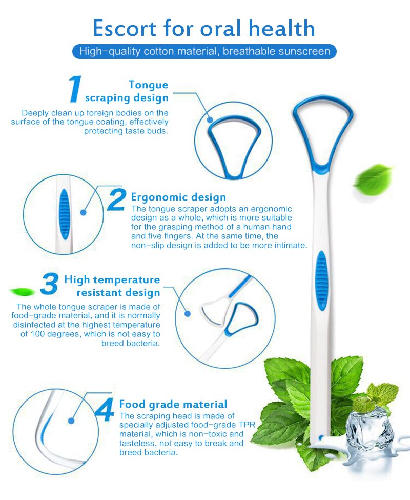 1pc 3color tooth scraper to eliminate bad breath and thick white tongue. Deep cleaning and safe care of tongue scraping