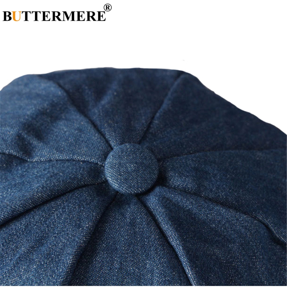 BUTTERMERE Men Denim Newsboy Caps Female Spring Vintage Painters Hat Octagonal Driving Casual Gatsby Cotton Ivy Cap And Hats