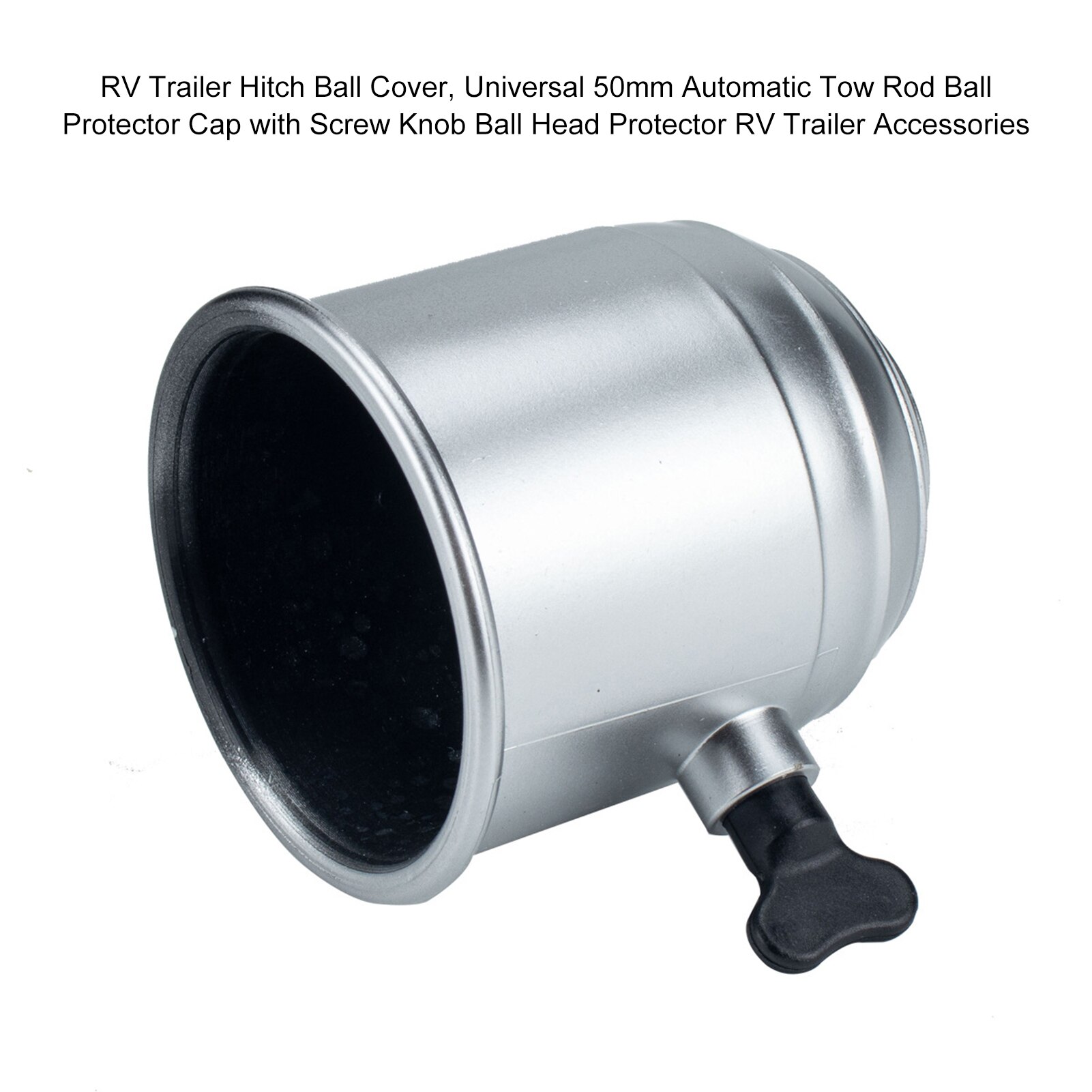 RV Trailer Hitch Ball Cover, Universal 50mm Automatic Tow Rod Ball Protector Cap with Screw Knob Ball Head Protector