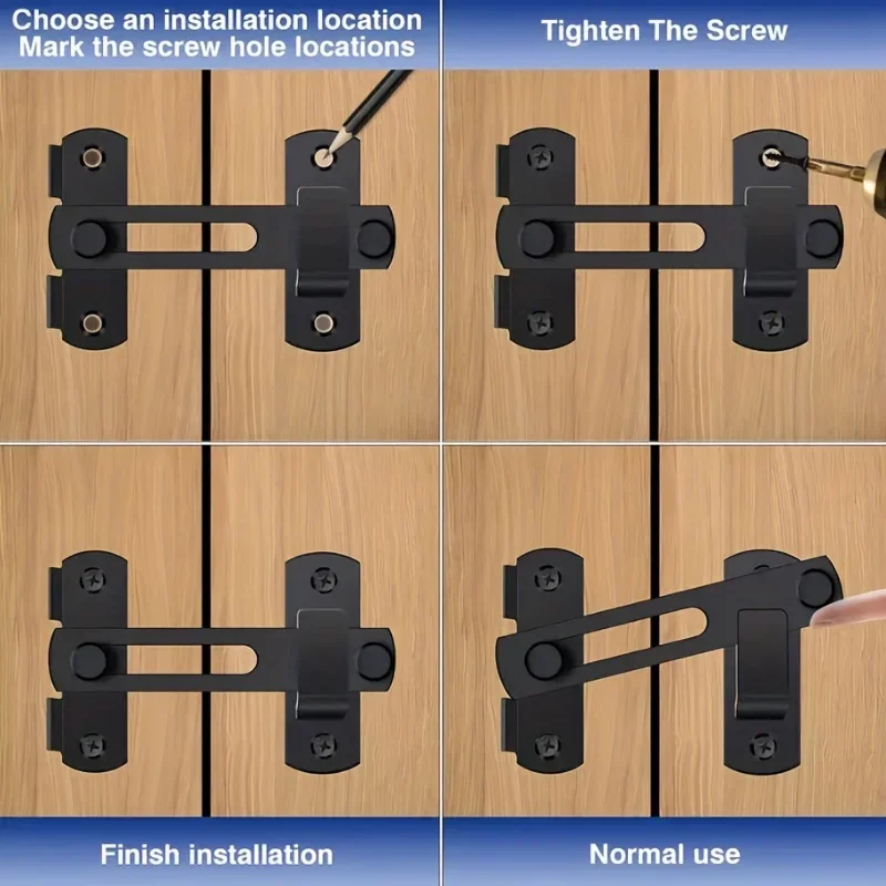 Door Lock Guard Latch Bolt 180 Degree Stainless Steel Latch Sliding barn Door Lock Security Hardware For Window Cabinet Home