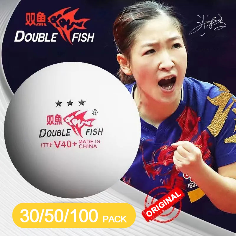 Genuine DOUBLE FISH V40+ 3 Star 30Pcs Ping Pong Ball Seamed ABS Material Table Tennis Balls ITTF Standard Ping Pong Balls