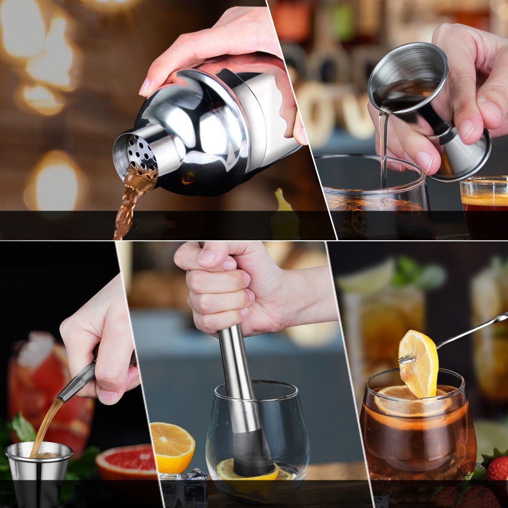 Stainless Steel Cocktail Shaker Bar Set Mixer Cocktail Shaker Wine Martini Boston Shaker Drinkware for Party Bar Tools 550/750ML