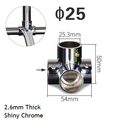 Adaptateur de Tube de tige épais 25mm | Embout de connexion T 2 3 4 5 voies, affichage en alliage de Zinc, Chrome Nickel brossé 4 pièces/lot: Chrome K 4-way