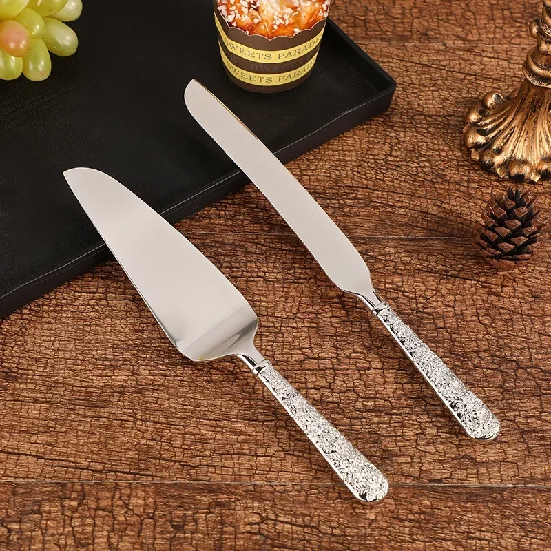 Couteau à Gâteau Nordique en Alliage de Zinc, Ustensile de Cuisson pour Dessert de Mariage, Pizza, Har, Fourmi Sync der, 2 Pièces: kaki foncé