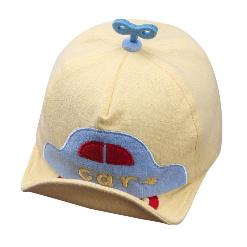 Cartoon Car Boys Hat Summer Baseball Cap Toddler Children Cartoon Casual Hip Hop Sunhat Snapback Caps: Light Yellow