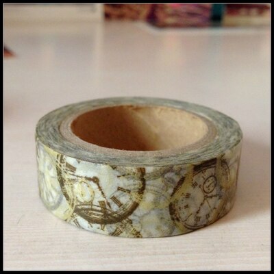 Beautirul 15mm*10m washi paper tape/Vintage clock and clock gear wheel masking japan washi tape