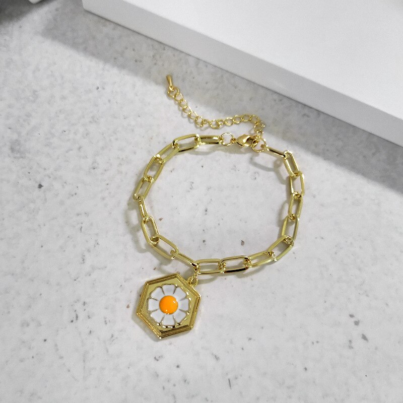 Cutie Kleurrijke Korea Stijl Kleine Daisy Tulp Metal Goud Kleur Chain Verstelbare Armband Voor Vrouwen Meisjes Sieraden Punk