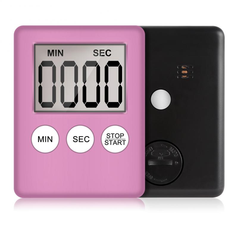 1 Stck Magnet Uhr Schlaf Stoppuhr Uhr Timer Mini LCD Digital Anzeige Küche Timer Platz Küche Countdown-Alarm Heimat Cocina: Rosa