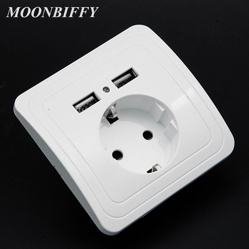 5V 2A Wall Charger EU Plug Dual 2 Usb-poorten Elektrische Adapter Stopcontact Plug Outlet Panel Power opladen Dock Station