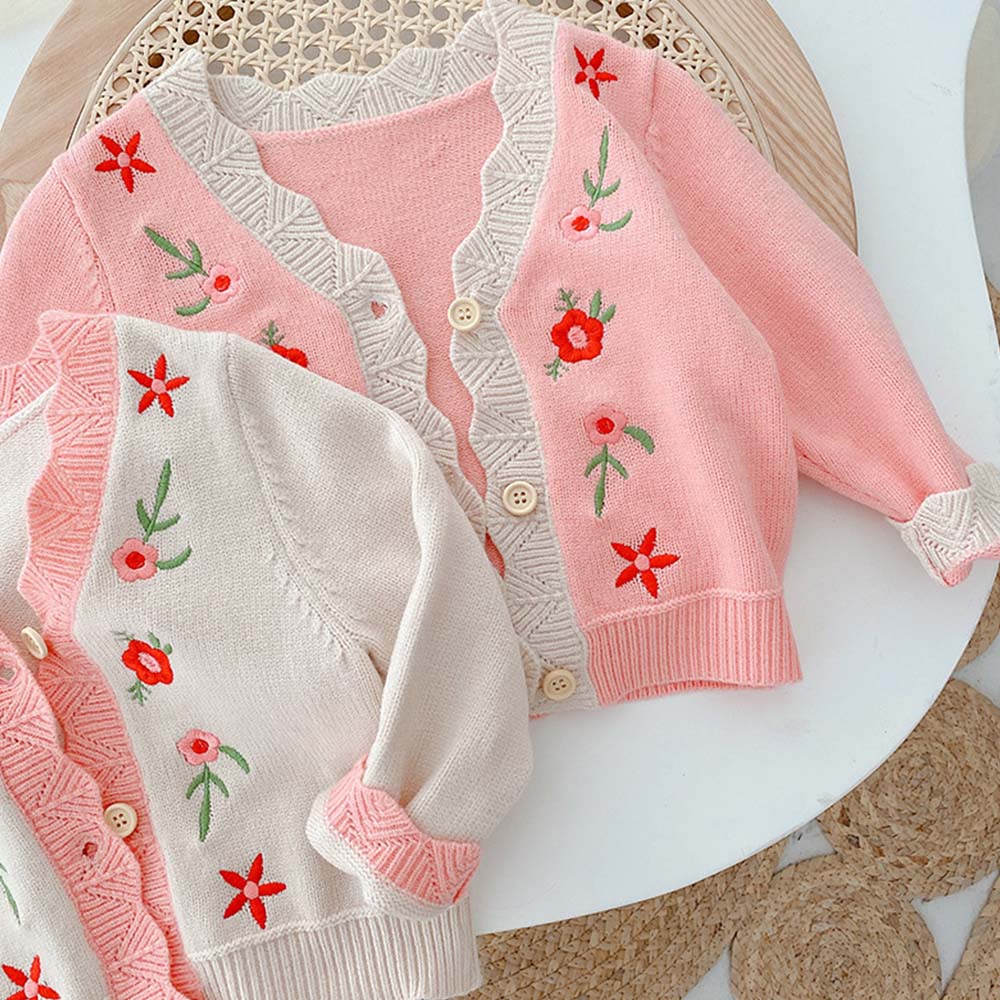 Peuter Meisje Trui Bloem V-hals Gebreide Lente Herfst Kids Vest Prinses Verjaardag Kinderen Kleding