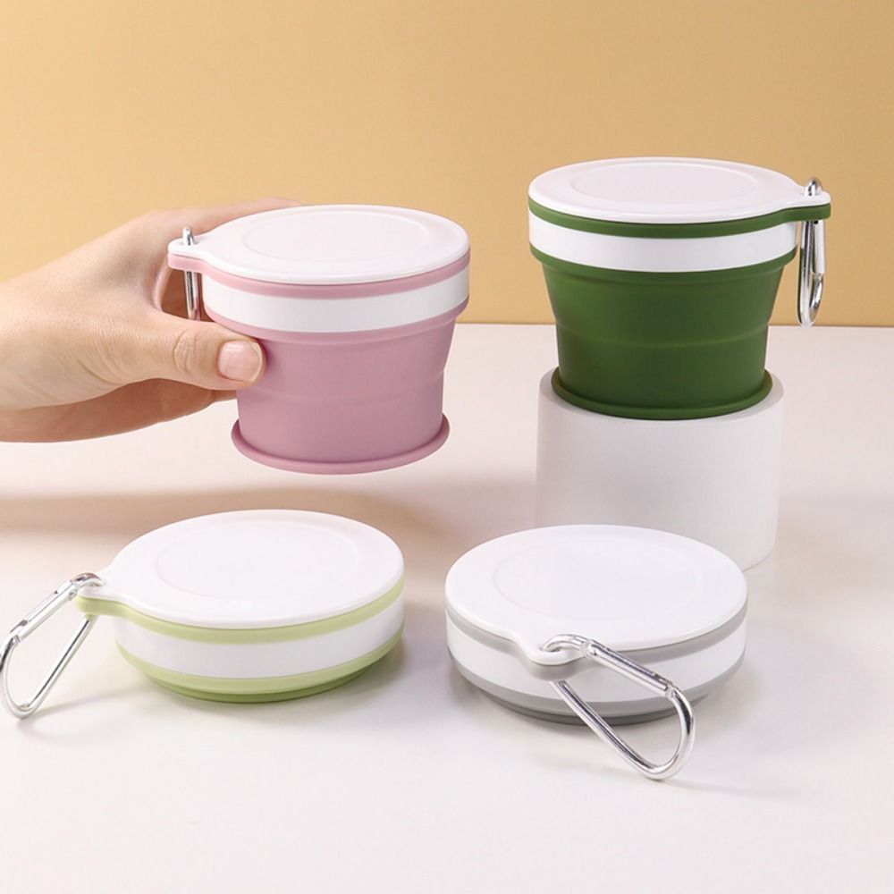 Bärbar hopfällbar resemugg läckagesäker expanderbar silikonmugg platsbesparande värmebeständig infällbar campingmugg