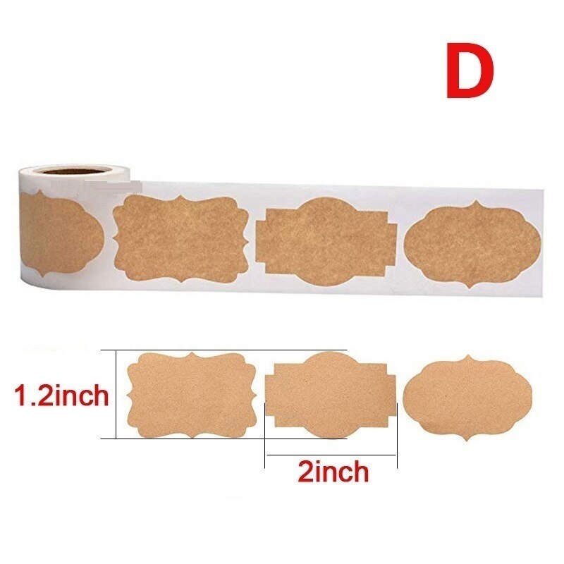 Adhesivo de Papel Kraft para escribir a mano pegatinas de conveniencia, sellado de etiqueta adhesiva de piel de vaca para clasificación de cocina, etiquetas de DIY, 300 Uds. Por rollo: label D