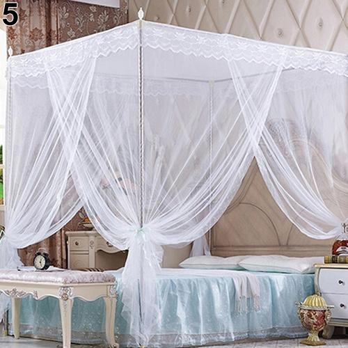 Moustiquaires en dentelle, moustiquaire, sans cadre, pour lit double, Queen size et King size, anti-poussière: WHITE / Twin