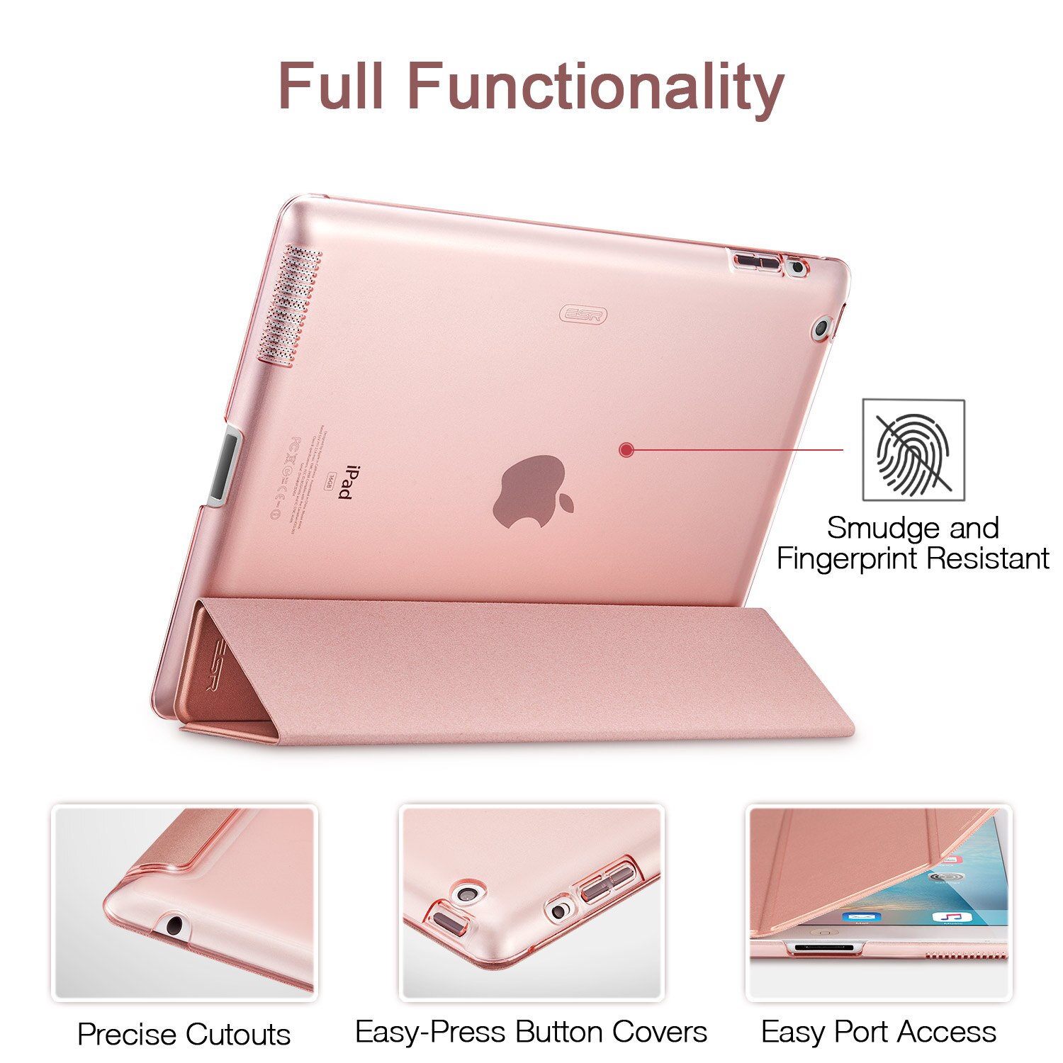 ESR Case for iPad 2 3 4 9.7 inch Yippee Color Ultra Thin Trifold Smart Stand Cover Case for iPad 2/3/4 A1458 A1460 A1395 Funda