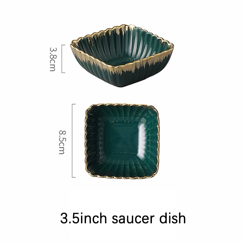 Green tableware set plate food plate salad soup bowl plate bowl set leaf plate dinner plate sets dinnerware set plates dishes: 3.5inch saucer dish