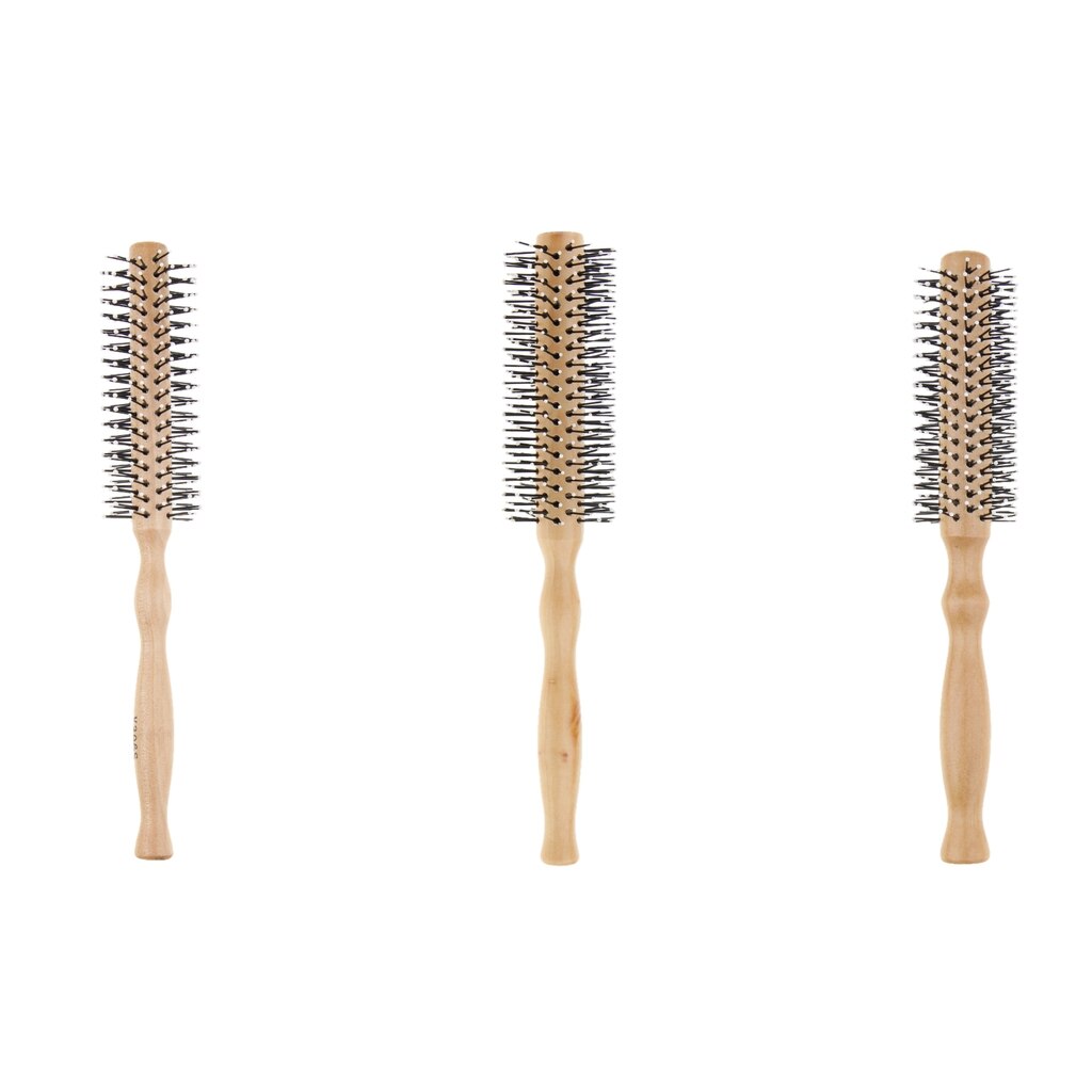 Wooden Bristle Brush Round Hair Comb Wavy Curly Styling Care Curling Brush