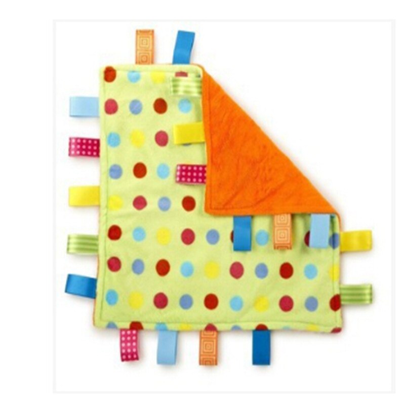 27*27 CENTIMETRI super morbido di Crepitio Del bambino 0M + Peluche Lenire Educativi Giocattolo Asciugamano Confortante Coperta di Sicurezza: colorato dots