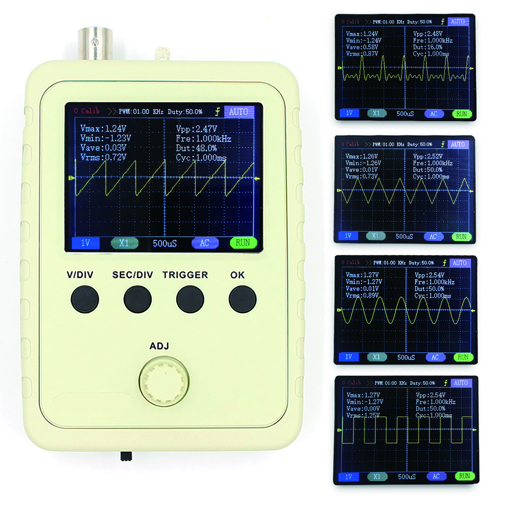 Kit de osciloscopio Digital DIY, 15001K, 1MSa/s, 200KHz, ancho de banda analógico, compatible con 80KHz, PWM, actualización de Firmware, FNIRSI-150 DSO