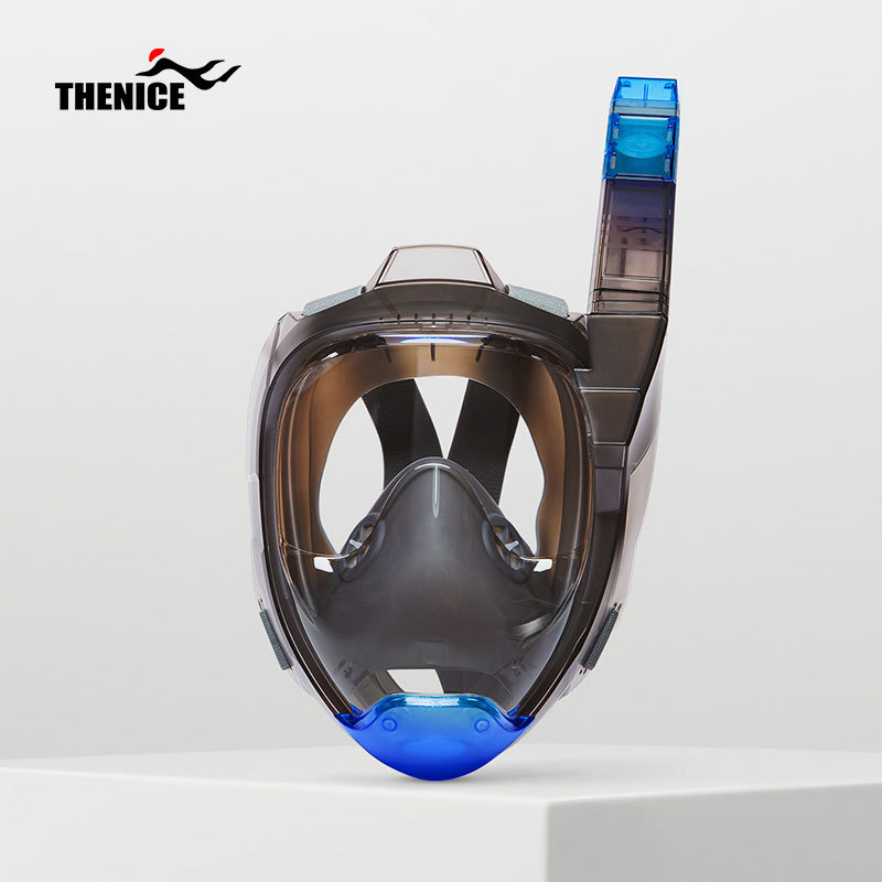 Nieuw duikmasker waterdicht anti-condens volledig droog volwassen duikbril snorkelmasker zwemuitrusting voor mannen en vrouwen: Blauw / S/M