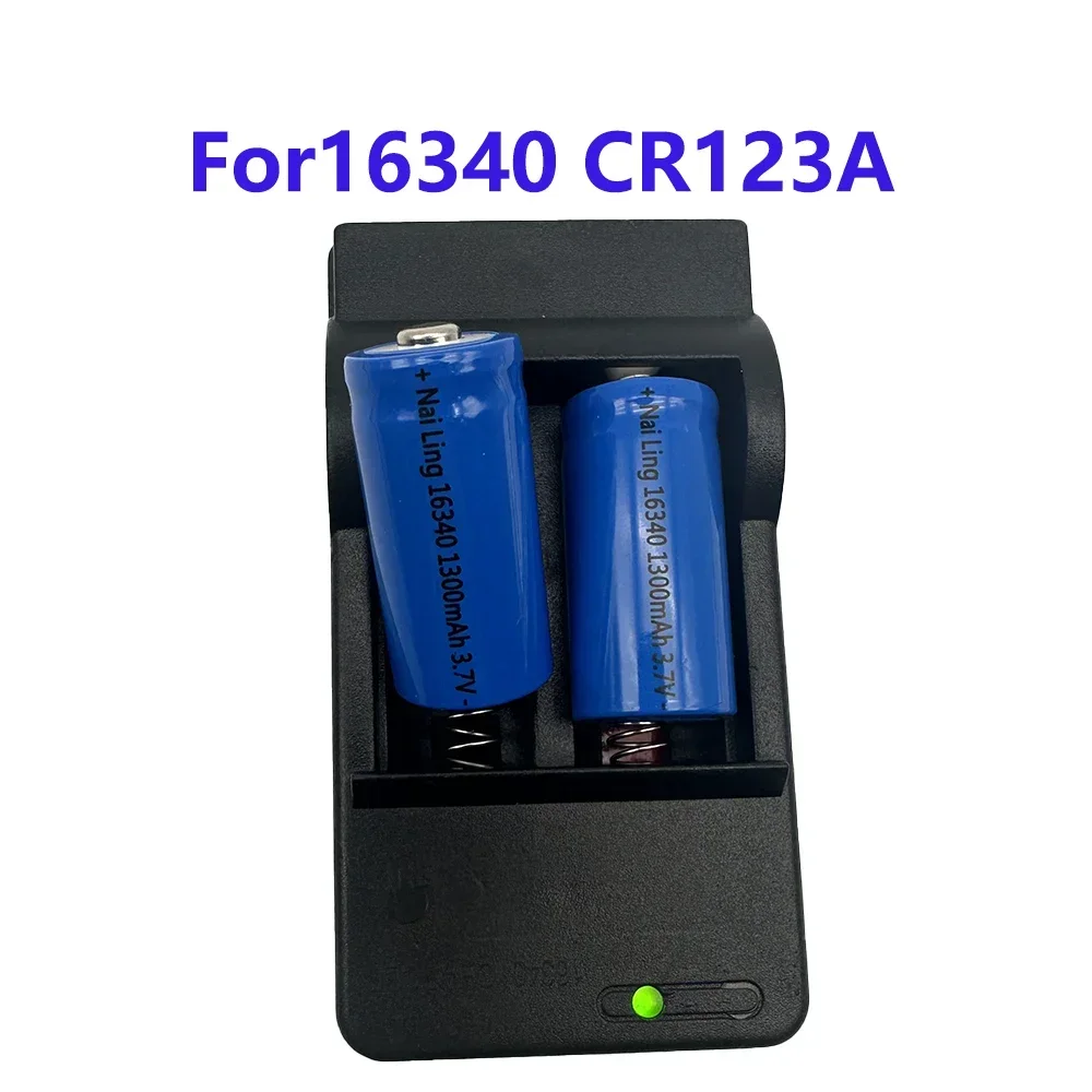 1300 mAh wiederaufladbare 3,7 V Li-Ion 16340 Batterien CR123A Batterie für LED-Taschenlampe Reise-Ladegerät 16340 CR123A Batterie