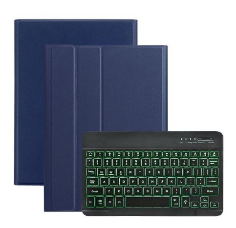 Split Leather Case Met Bluetooth Keyboard Case Voor Ipad Mini 1234: Donkerblauw