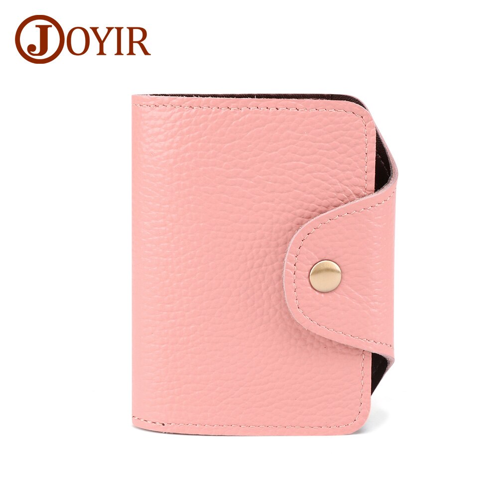 JOYIR Echtem Leder Rindsleder Kreditkarte Halter Männer Frauen Rfid Brieftasche Business 12 Bits Karte Fall Geldbörse Unisex Karte Id halter: Pink