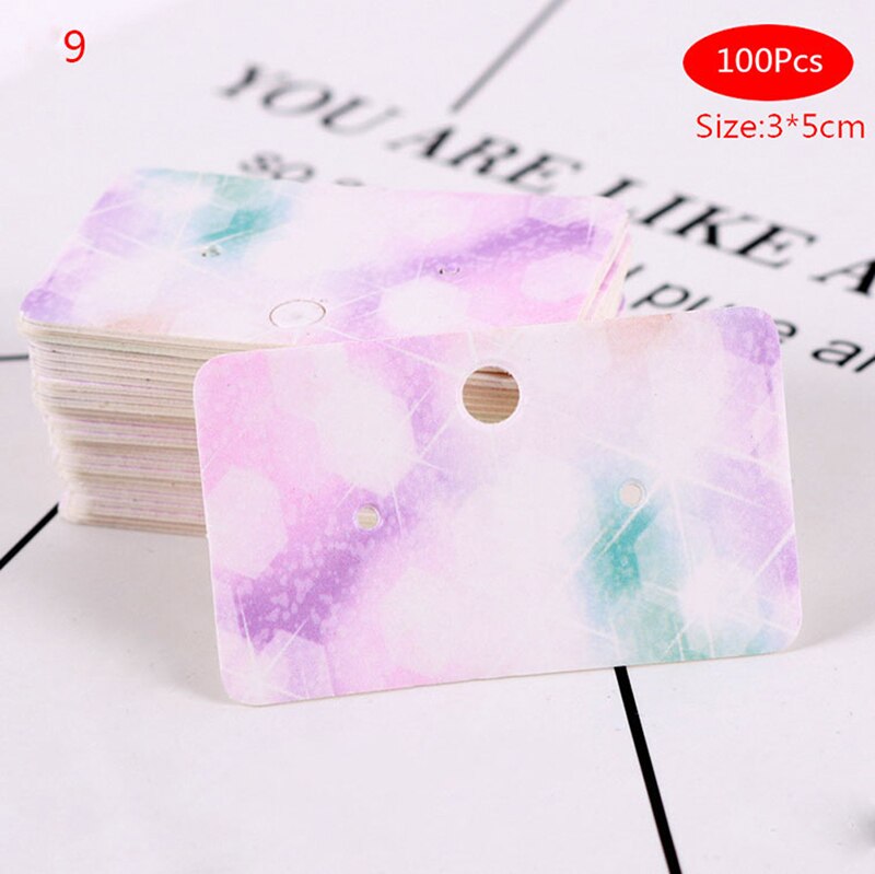 100Pcs Earrings Pack Kraft Paper Ear Studs Card Hang Tag Label Luggage Wedding Note DIY Blank Price Name Hang Tag Craft: N9