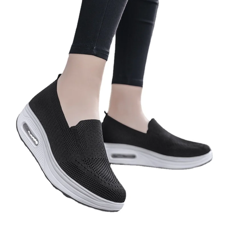 Primavera otoño zapatos oscilantes de mujer mocasines de malla para mujer plataformas planas zapatos de mujer cuñas zapatos de mujer zapatillas de deporte con aumento de altura