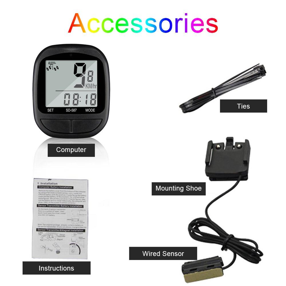 Bike Computer Wired Cycling Bicycle Computer Rainproof Waterproof Bicycle Speedometer Odometer LCD Display dropsh
