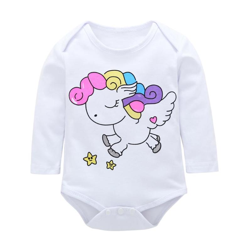 Baby Cartoon Paard Dinosaurus pak Jongen Meisje Kleding Lange Mouw Animal Print O-hals Herfst Lente Jumpsuit 0-18 M